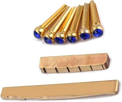 Mavi Kristal Tasarımlı Pirinç Köprü ve Nut Seti Gitar Yedek Dayanıklı ve Premium Pirinçten Üretildi Sunar