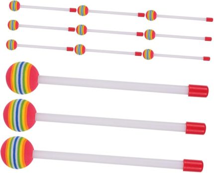 12 Adet Renkli Erkek Kız Davul Çubukları Yumuşak Pedli Başlıklarla Plastik Perküsyon Mallet Seti Xylophone ve Davul Müzik Pratiği için Uygun