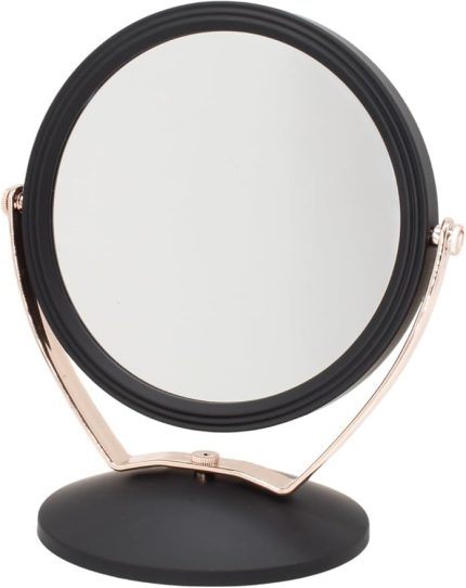 Mark Süet PVC Serisi 3x Büyüteçli Çift Taraflı Ayarlanabilir Eğimli Masa Üstü Makyaj Aynası 18x18 CM Yuvarlak