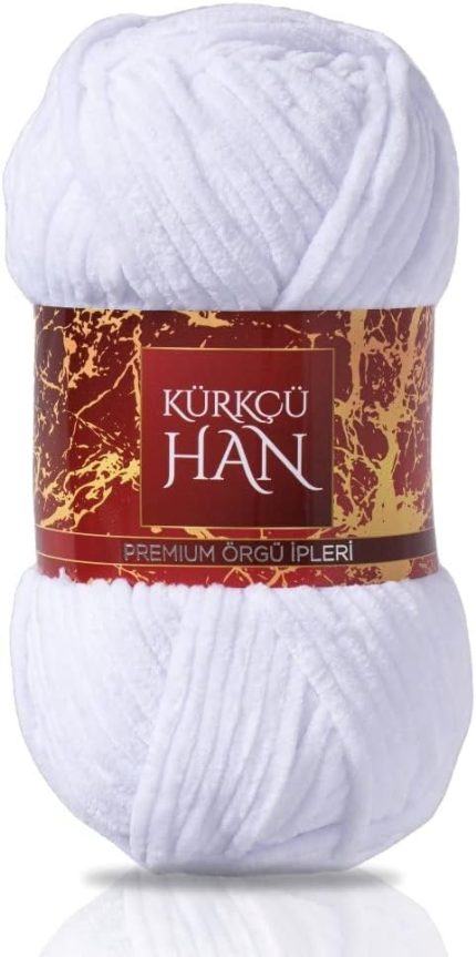 Han Kadife 100GR 95MT El Örgü İpi (Beyaz)
