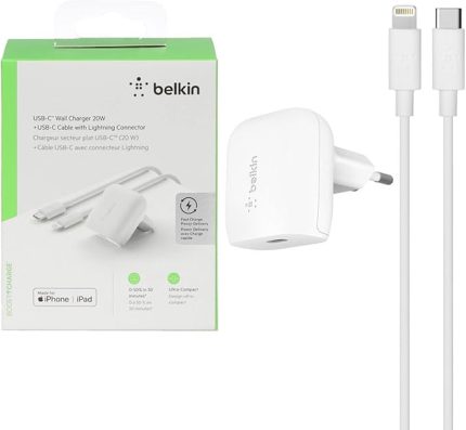 BOOST↑Charge Pro 20 W USB-C Duvar Şarj Aygıtı ve USB-C - Lightning Kablosu (1,2 m)