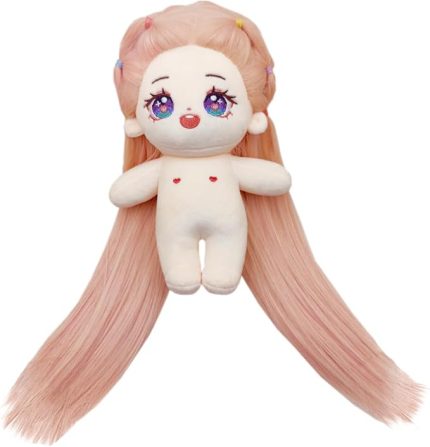 20cm peluş bebek uzun saç kız insansı doldurulmuş vücut hiçbir özellik 8 inç normal vücut elbise hediyeler (a-51-iskelet ile)