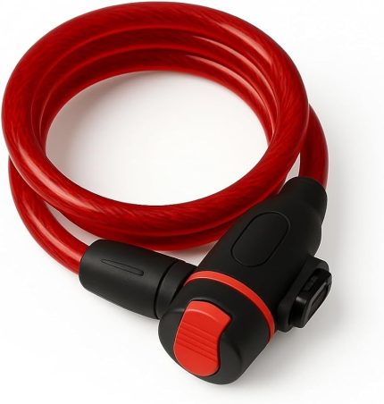 Yedek Anahtarlı Bisiklet Kilidi, Çelik Halatlı, PVC Kaplamalı Dayanıklı Kilit, Motor, Bebek Arabası ve Seyyar Araba İçin Uygun Güvenlik Kilidi (150 CM)