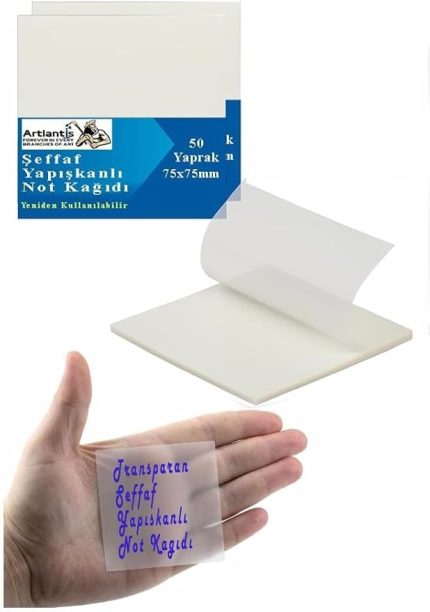 Şeffaf Not Kağıdı 50 Yaprak 1 Paket Kare Transparan Postit 75x75mm Yarı Saydam İşaretleyici Aydınger Not