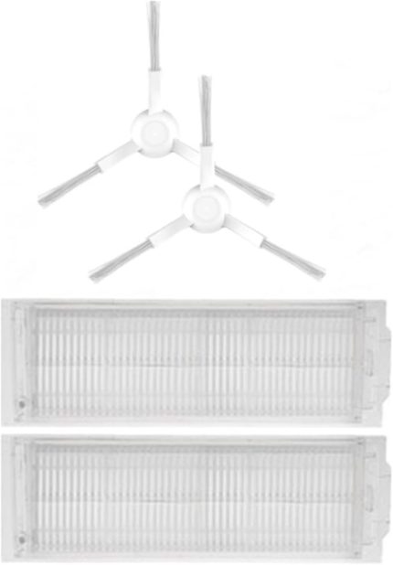 Robot Süpürge Mi Vacuum Mop Pro-Vacuum Mop P Uyumlu 2 li Hepa Filtre 2 li Yan Fırça Yedek Parça Seti (Mop Pro/Mop P) ile Uyumlu 4 Parça Beyaz Set