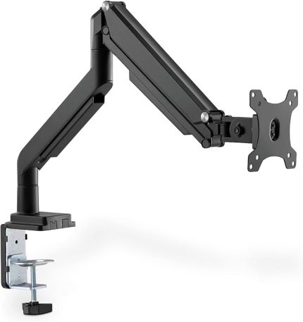 Monitör Tutucusu - Kelepçe & Gaz Basınçlı Yay - 1 Monitör - 32 İnçe Kadar - VESA 75x75, 100x100 - Siyah