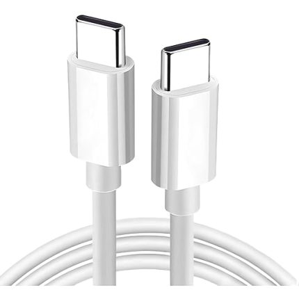 C to Type C Hızlı Şarj ve Data Transfer Özellikli Şarj Kablosu, 60 W Çift Taraflı USB C Kablo, Yüksek Kaliteli Malzeme 1 Metre/Beyaz
