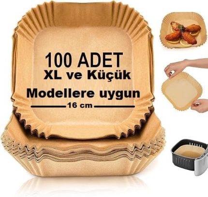 Pişirme Kağıdı Kare 100 Adet Hava Fritöz Parşömen İthal Fırın Kağıdı Tek Kullanımlık Kağıt Fırın Fritöz Pişirme Kızartma Tavası Için Uygun 16 cm