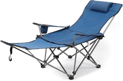 2 in 1 Katlanır Kamp Sandalye Kamp Balıkçılık Plaj Piknikleri için Çıkarılabilir Ayaklıklı Taşınabilir Ayarlanabilir Uzanmış Şezlong