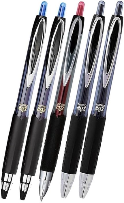 Siyah Kırmızı Pilot Kalem 5 Adet Uniball Signo Micro 207 0.5 mm Roller Uç Kalem Umn-207 İnci Uçlu Likit Mürekkepli