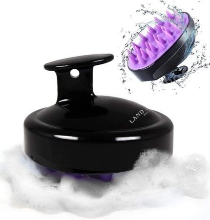 OF MYTH - LOM1031 Saç Derisi Masaj Şampuan Fırçası, Yetişkin, Çocuk ve Evcil Hayvan İçin Yumuşak Silikon Dişli Duş Şampuan Fırçası (Siyah)