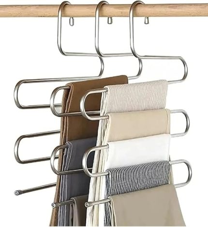 Askısı Metalik Dolap İçi Akıllı Krom Askı Çok Katlı Pantolon Askısı (5 Katlı)