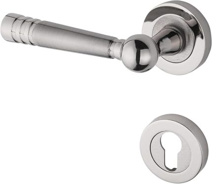 Nikel Saten Rozetli Çelik Kapı Kolu Sol El İle Açılır Tek Yön 1 Adet