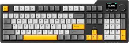 Ajazz AK35i V3 Kablosuz Mekanik Oyuncu Klavyesi-Gasket Gövde Yapısı Dinamik RGB-TFT Ekranlı Siyah/Avakado Switch