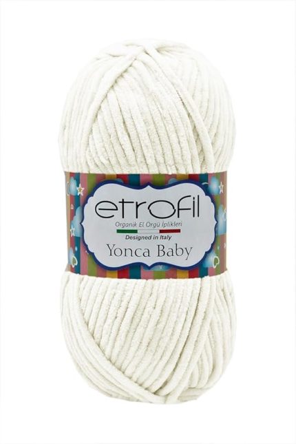 Yonca Kadife Bebek Yünü, Ekru-70016, 100 Polyester, 120 mt, Kalın, Yarn/Baby Yarn