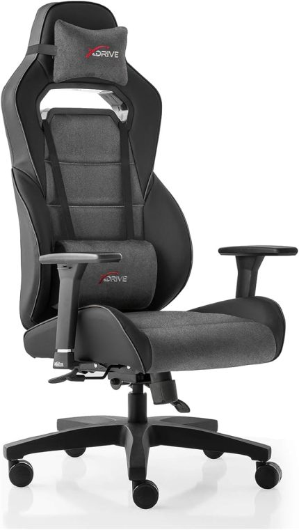 Göktürk Profesyonel Oyuncu Koltuğu Kumaş Gri/Siyah Ergonomik Ayarlanabilir 3D Kolçak