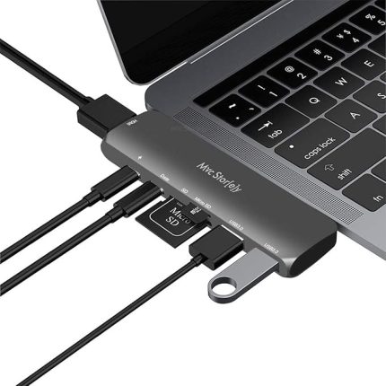 Type-C USB Adaptör | HDMI Dönüştürücü 4K | USB Çoklayıcı Hub | Data Transferi Destekli | USB-C Çevirici | MacBook, Laptop Uyumlu Gri