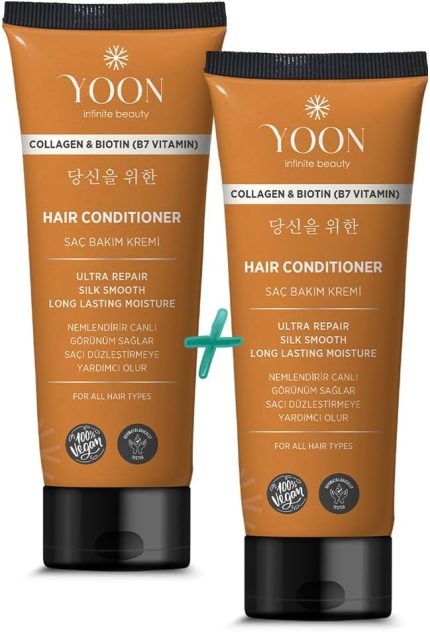 2'si 1 Arada Vegan Saç Bakım Kremi, Biotin, B7 ve Kolajen İçeren, Silikonsuz & Sülfat İçermeyen Nemlendirici, Saç Düzleştirmeye Yardımcı, Onarıcı ve Besleyici Saç Kremi 200ml