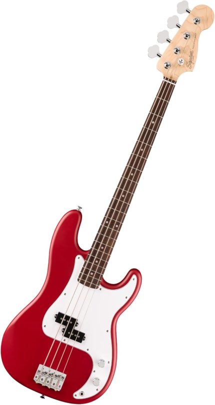 Squier Debut Serisi Precision Bass Elektro Gitar, Yeni Başlayanlar İçin Gitar, Saten Dakota Kırmızısı