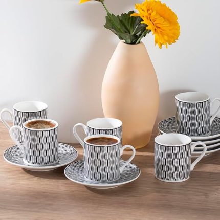 Perotti YX03 Desenli Porselen Fincan Takımı - Türk Kahvesi 6 Kişilik 90 cc