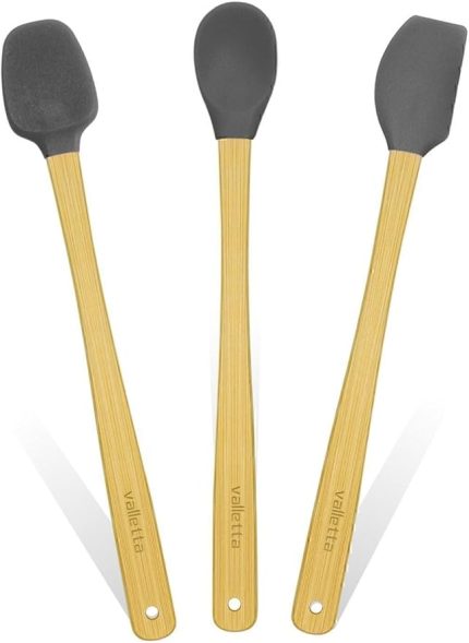 Indigo 3'Lü Gri Bambu Silikon Spatula Seti Uzun 26 Cm Vlt1504