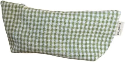 Pötikareli Yıkanabilir Fermuarlı Tek Gözlü Bez Kalemlik Kalem Kutusu Cüzdan Makyaj Çantası Bez Kalem Kesesi (Fıstık Yeşil)