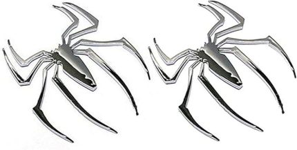 2'li paket 3D metal örümcek parlak çıkartma, kendinden yapışkanlı metal kabartma çıkartma, otomobil, otomobil, motosiklet, dizüstü bilgisayar, ev kapısı, buzdolabı için