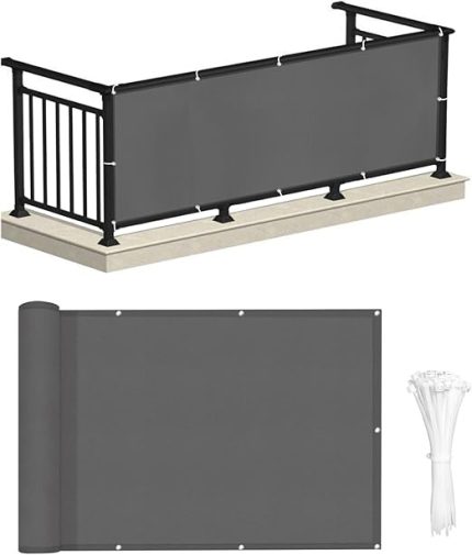 STORY Balkon Koruma Gizlilik Ekranları Dikdörtgen (PES) 0,75 x 6 m Kömür Su Geçirmez Polyester Dış Mekan Balkon, Bahçe için