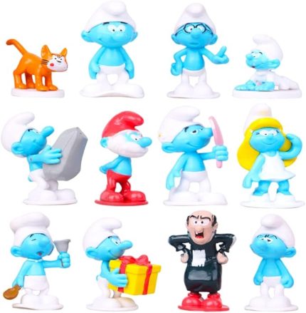The Smurfs Figür Seti - 12 Adet Cupcake Figürü, Pasta Dekorasyonu Kek Süsü Şirinler için, Mini Figür Seti, Kız Çocukları ve Erkek Çocukları İçin Doğum Günü Parti Malzemeleri