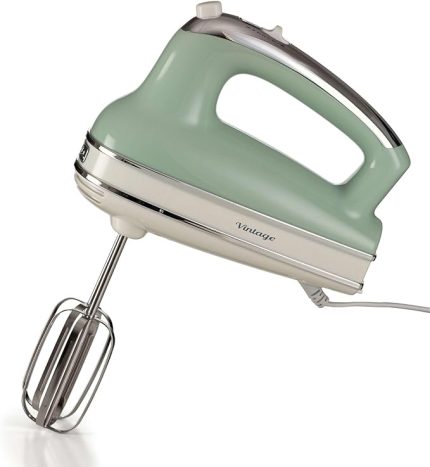 Vintage El Mikseri Yeşil 1548/04-450 Watt, 5 Hız, Çırpma ve Yoğurma Başlıkları, Turbo Fonksiyonu