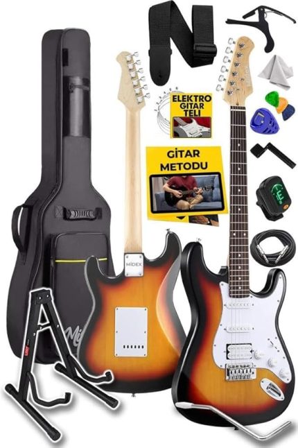 Rennes REG-40SB Sunburs 4/4 Elektro Gitar Seti (Çanta Askı Capo Tuner Pena Kablo)