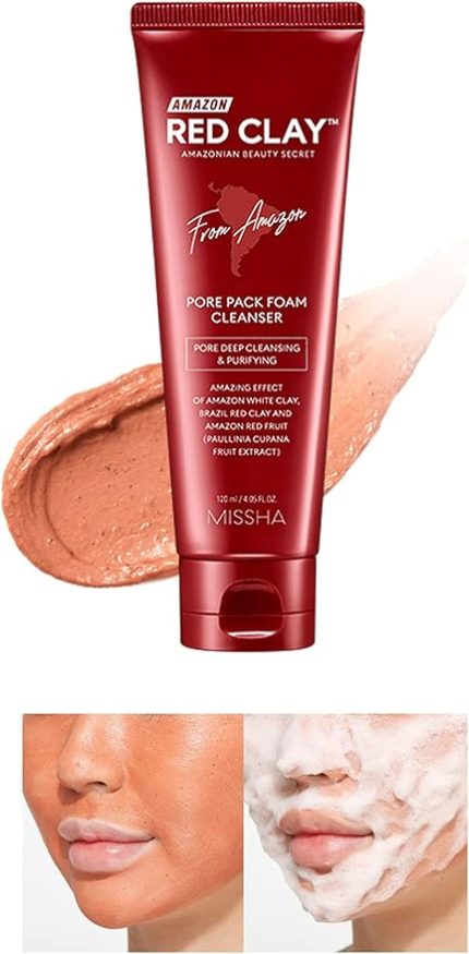 Gözenekli Ciltler İçin Amazon Kili Temizleyici 120ml Amazon Red Clay Pore Pack Foam Cleanser