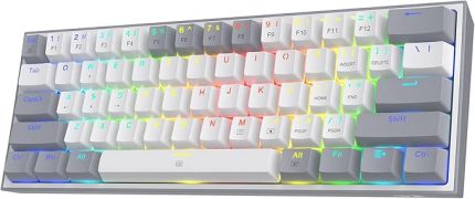 K617-RGB 16,8 Milyon RGB Aydınlatma, Red Switch Fizz%60 Q Türkçe Kablolu Mekanik Oyuncu Klavyesi Beyaz Gri