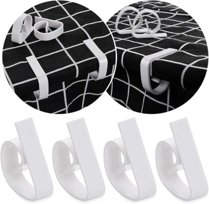 Yaysız Masa Örtüsü Tutacağı Mandal Kayma Önleyici Tutucu Sabitleyici Kıskaç Klips Aparat (4, Beyaz)