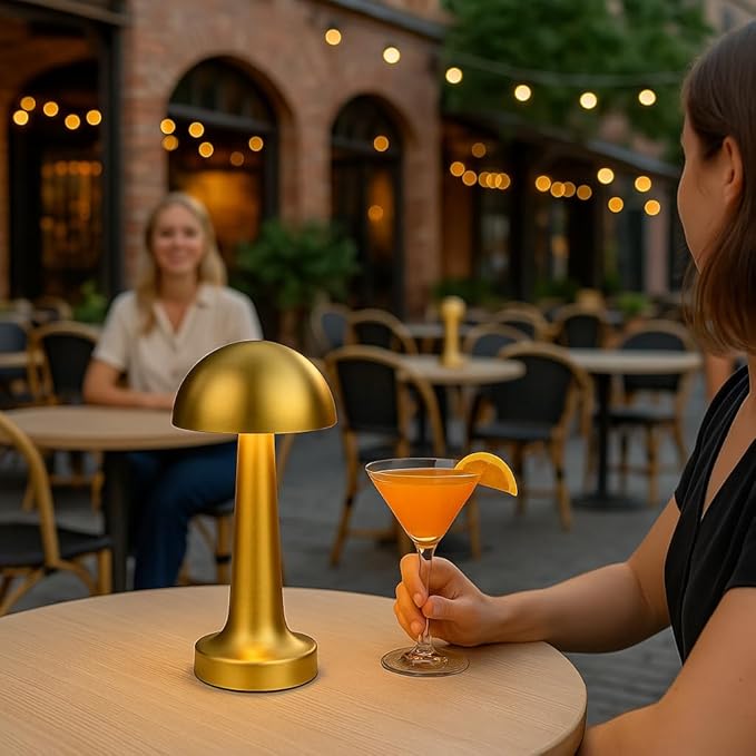 Gold Şarjlı Dokunmatik Masa Lambası - LED Işıklı, 3 Renk Seçeneği, Taşınabilir ve USB Şarjlı, Şık ve Kompakt Tasarım, Yatak Odası, Çalışma Masası, Kafe ve Restoran Kullanımı İçin - Görsel 4