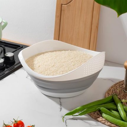 726 Çok Amaçlı Katlanabilir Yıkama Süzgeci - Akordiyon Pirinç Meyve Sebze Leğeni 3 Litre