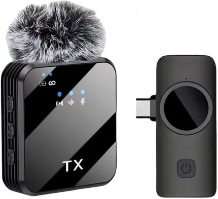 Kablosuz Yaka Mikrofonu Tekli Mikrofon iPhone 15 16 17 ile Uyumlu TYPE-C Portlu Telefon PC Tablet Video Kayıt Röportaj Canlı Yayın Vlog Kablosuz Mikrofon 1026