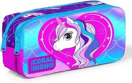 High Unicorn Baskılı İki Bölmeli Kalem Çantası - Kız Çocuk