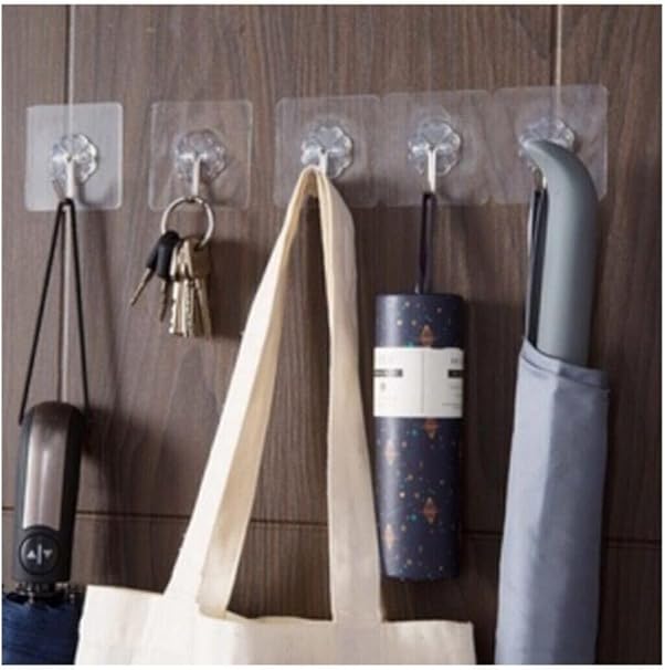 Haus Askı Askılık 10 Adet Güçlü Şeffaf Duvar Askısı Askılığı Yapışkan Vantuz Kanca Mutfak Banyo Aksesuar - Görsel 2