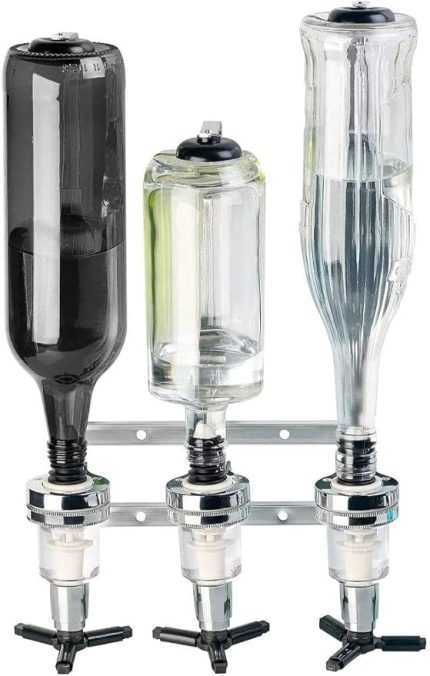 Bar Butler, duvara monte etmek için, 3 şişe tutucu, içecek sebili, dozajlayıcı, duvar dağıtıcı, bar aksesuarı, içecek porsiyonlayıcı, benzin pompalı, kokteyl barı, likör dispenseri