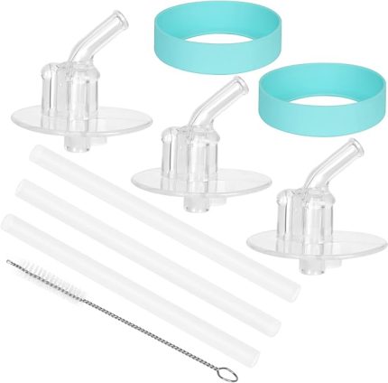 12 oz Şişeler için Silikon Alt Bot ve Pipet, Termos F401 ve F410 Şişeye Uyar, Funtainer için Pipetler 12 oz, Hasır Fırça ile Gelir