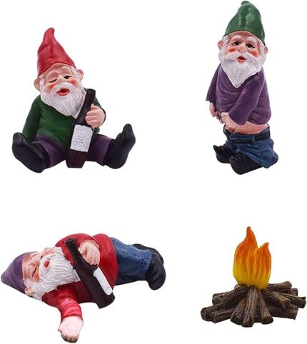 application Cüce Heykelcikleri 4 Parça Cüce Heykeli Bahçe Heykeli, Mini Cüce Figürleri, İlginç Sanatsal Dekorasyonlar, Reçineden Yapılmış, Avlu, Çim, Masa ve Bahçelerin Dış Mekan Dekorasyonu için Kullanılır