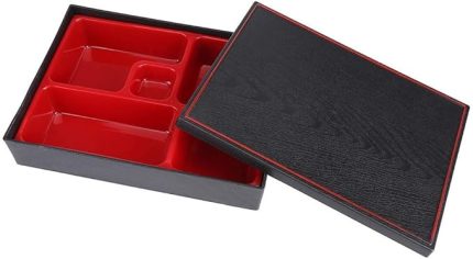 Bölmeli beslenme kutusu, Bento Box 5 ızgaralı yiyecek kabı, Bento saklama kutusu, taşınabilir ahşap kutu, Japon tarzı, okul ofisinde piknik için