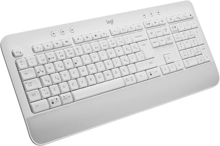 Signature K650 Tam Boyutlu Kablosuz Klananye, Bilek Desteği, BLE Bluetooth naneya Logi Bolt USB, Derin Yastıklı Tuşlar, Tuş takımı, PC/Windows/Mac ile Uyumlu, Beyaz