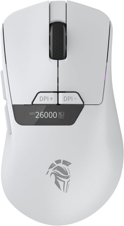 Raito RefleX 26000 Dpi Pixart PAW 3395 OLED Ekran & Makro Yazılım 59gr RGB Kablosuz Gaming Mouse - Beyaz (Tri Mod 2.4 GHz Kablosuz + BT5.1 + Type-C)