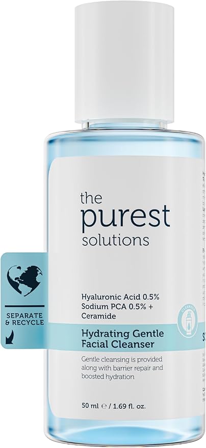Purest Solutions Kuru Ve Karma Ciltler İçin Nemlendirici Ve Bariyer Onarıcı Hyalüronik Asit Yüz Temizleme Jeli, Seyahat Boy 50 ml