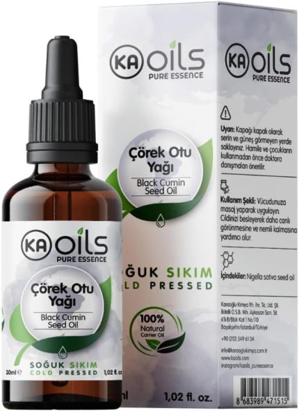 Çörek Otu Yağı (Nigella Sativa - Black Cumin Seed Oil) 30 ml - Cilt ve Saç Bakımı İçin İdeal -%100 Doğal ve Saf Gıda Kalite - Soğuk Sıkım