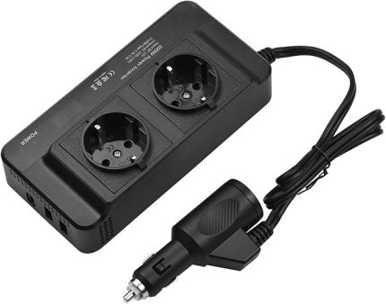 200W Güç Çevirici Taşınabilir - AC Araba Çevirici Güç Dönüştürücü Trafosu, Araba RV için Çift Soketli ve USB Bağlantı Noktalı