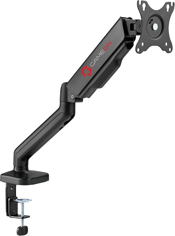GO-5336 Tek Monitör Kolu, Gaz Yayı Destekli Ayarlanabilir Stand, 43 ila 81 cm Ekranlara Uygun, 9 KG Yük Kapasitesi, Kablo Yönetimi - Siyah