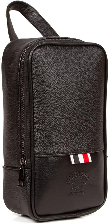 A Dos Erkek Siyah Vegan Deri Tıraş Seyahat Kozmetik Portföy Bakım El Çanta Günlük